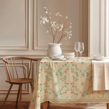 Tablecloth, Parisian Romance Floral Vintage Garden, 100% linen, PR4191